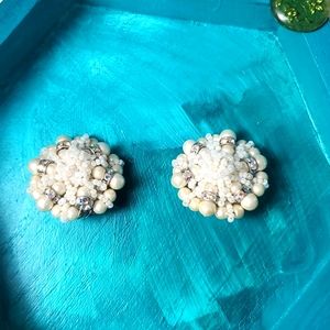 NWT Beaded Clip on earrings, vintage NOS